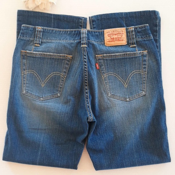Levi's 525 Boot Cut blue jeans 8 Short - Picture 3 of 8